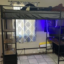 twin bed with desk