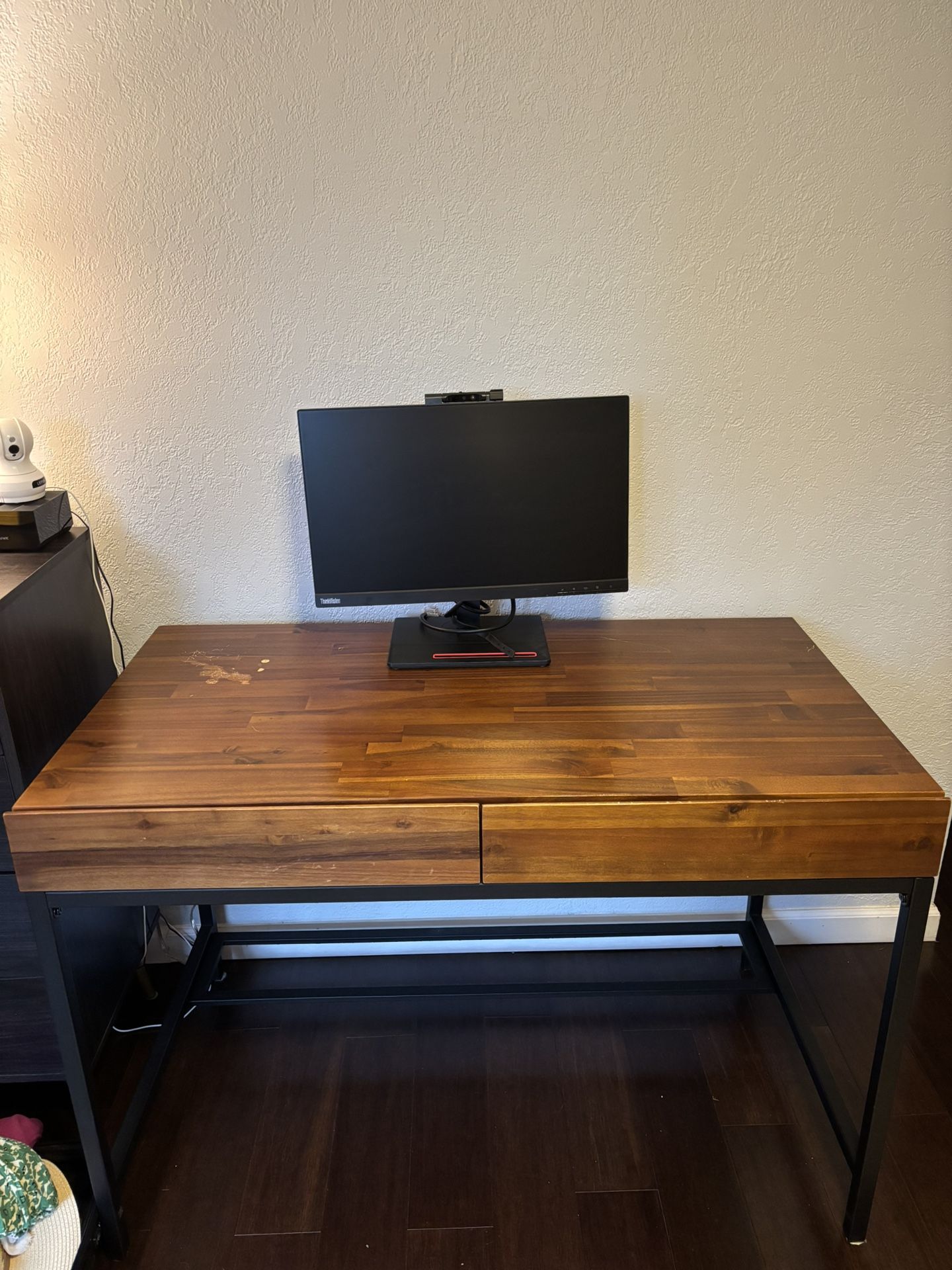 Writing Desk with Storage Drawer and Metal Legs