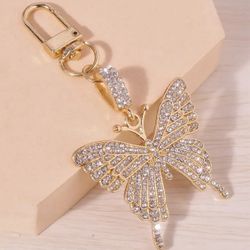 Gorgeous gold colored butterfly keychain / purse charm