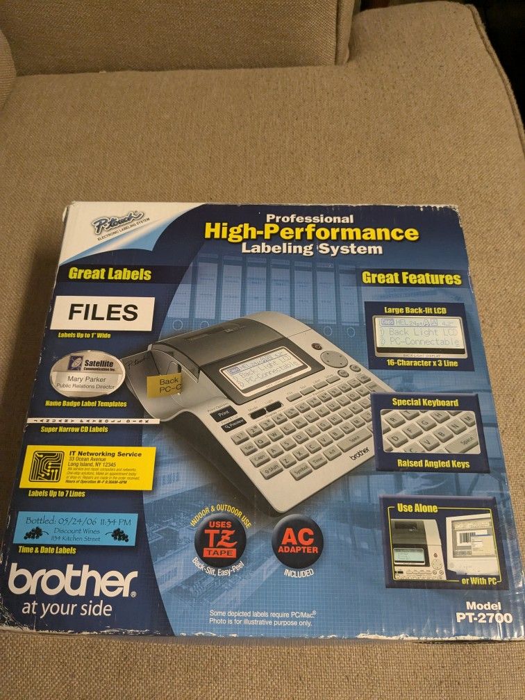 Brother P-Touch PT-2700 Thermal Printer, Power Source, Label Cartridge Bundle