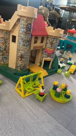 Vintage Fisher-Price Little People Airport Castle Schoolhouse Lot