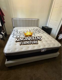 New Queen bed frame with mattress
