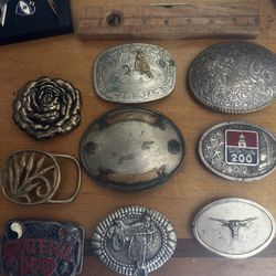 9 Vintage Belt Buckles 