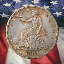1884 Trade Dollar Silver Plated Novelty Coin - Circulated