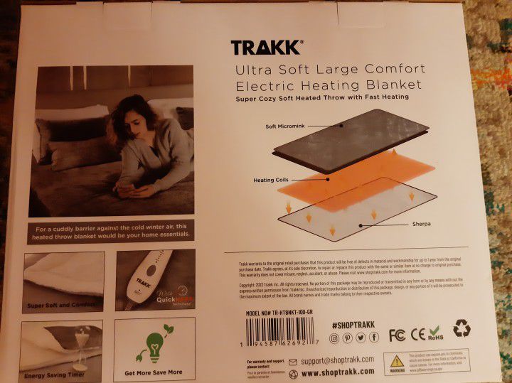 Soft Large Electric Heating Blanket by TRAKK - Brand New Sealed!