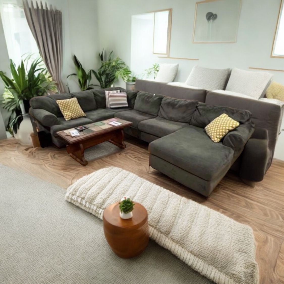 Dark Green Sectional. Delivery Available.