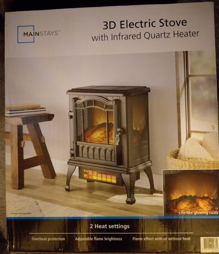 3D Electric Stove W/Infrared Quartz Heater 