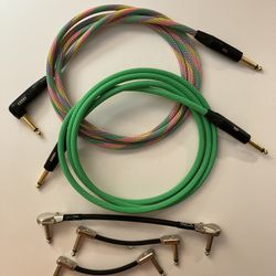 LIKE-NEW SORRY 6ft Guitar Cables & 3 patch cables ~ COLORFUL ~