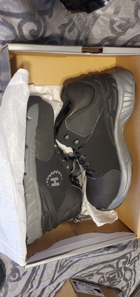 HYTEST Mid-Calf Steel Toe Work Boots Black 12 Mens Lightweight NEW IN BOX