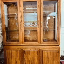 Oak cabinet with interior light