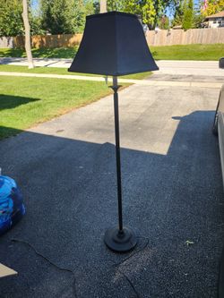 Tall Black Floor Lamp with Fabric Shade – Approx. 60”