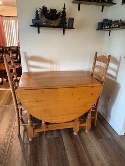 Pine Drop-Leaf Dining Table with 2 Chairs