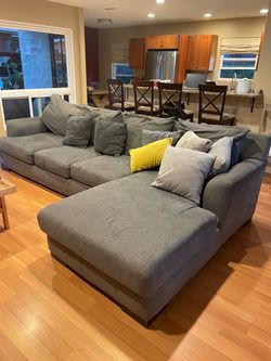 123’’ couch sectional sofa grey