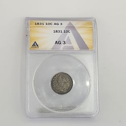 ​1831 Capped Bust Dime 10C - ANACS AG3 About Good United States Silver Type Coin
​