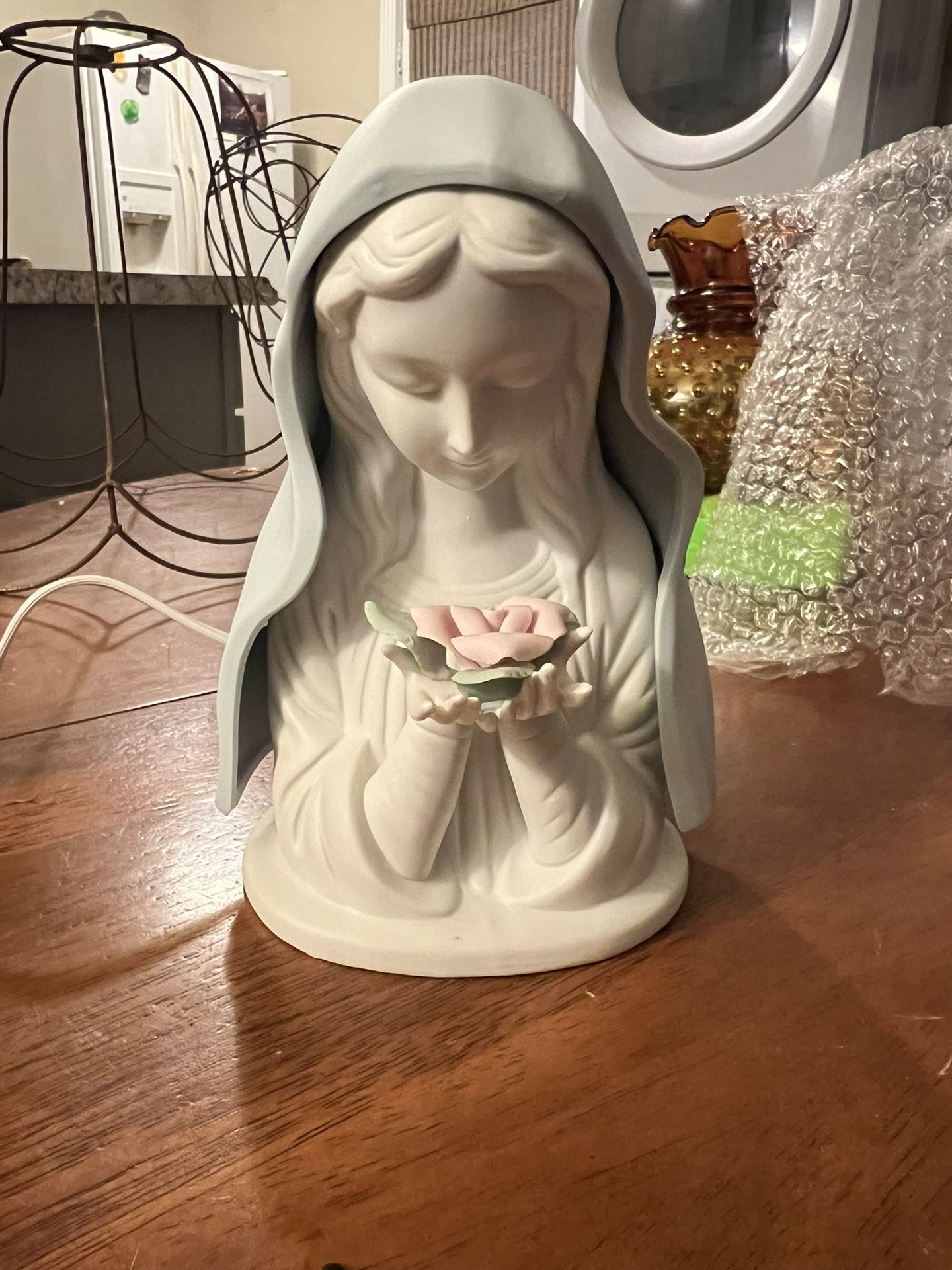  Ceramic Virgin Mary Statue in Blue Veil