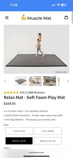 Muscle Mat - 6.6 ft x 10 ft - Grey