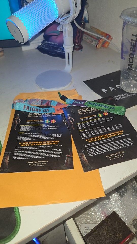 ESCAPE HALLOWEEN SATURDAY GA WRISTBAND