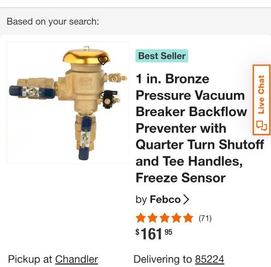 Bronze Pressure Vacuum Breaker Backflow Preventer with Quarter Turn Shutoff and Tee Handles, Freeze Sensor