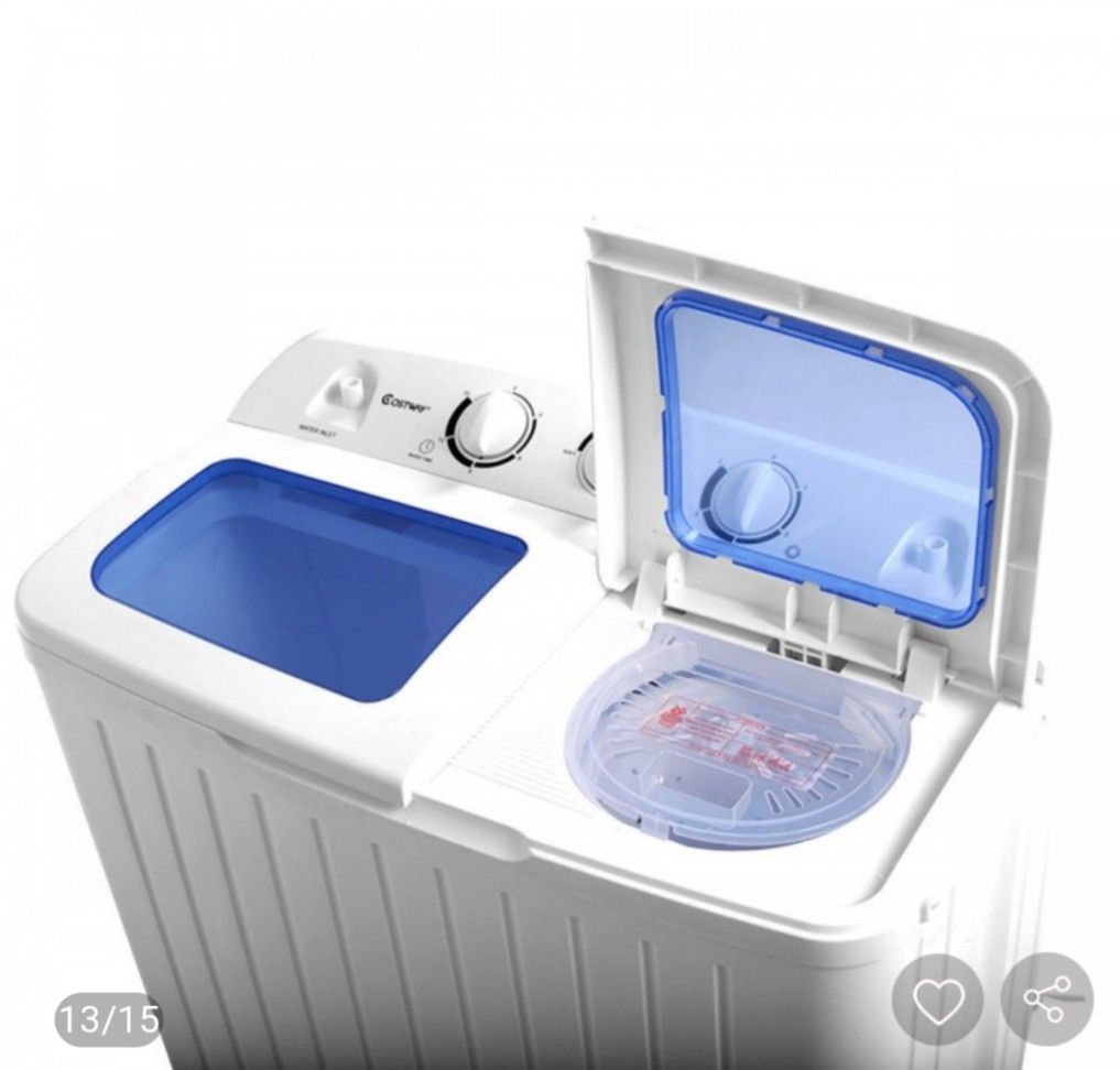 APARTMENT SIZE MINI WASHER 11lbs Compact Twin Tub With Spinner Dry Cycle