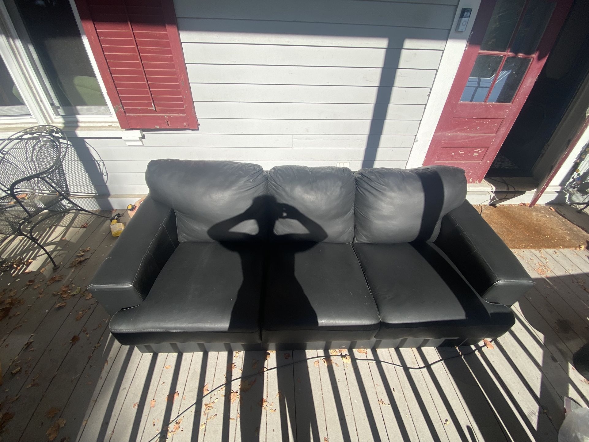 BLACK LEATHER SOFA FROM BLOOMINGDALES