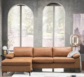 Wayfair - McKenny2 Brown Faux Vegan Leather Sectional