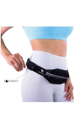 Running belt with personal alarm
