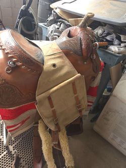 Leather Horse Saddlebag used