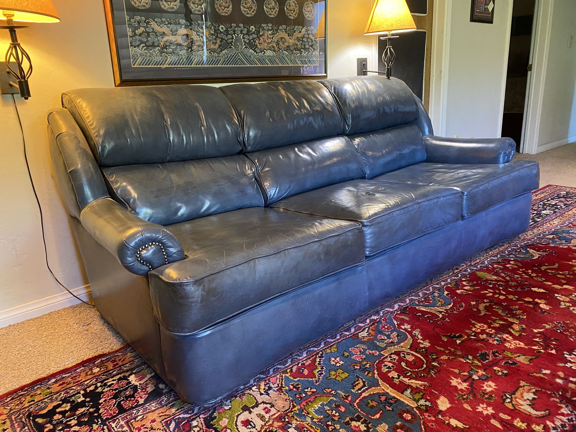 Blue Leather Sofa