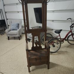 More than 100 year old Coat & Hat Antique Entrance Mirror Chair (made since 1880)