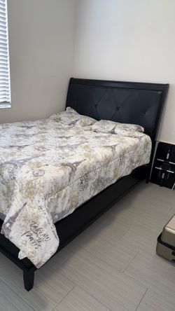 Black Upholstered Queen Bed Frame