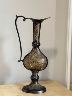 Antique Style Indian Brass Pitcher - Handcrafted Decorative Vase
