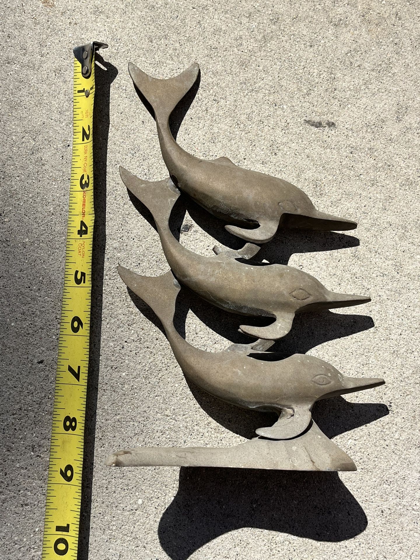 Triple Stacked Vintage Dolphin Brass Sculpture