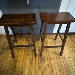 2 Wooden Stools 