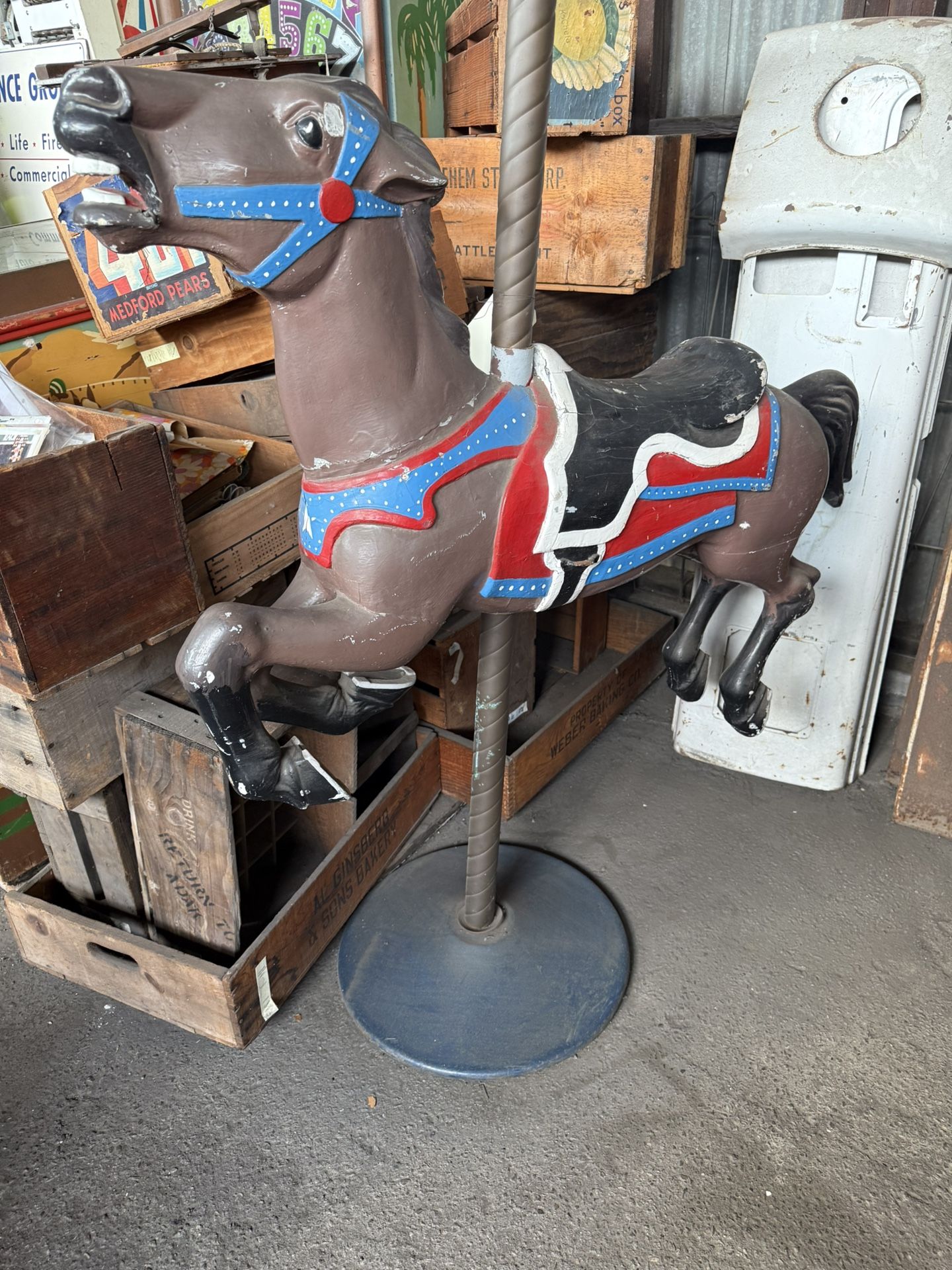 Antique Carousel Horse On Stand