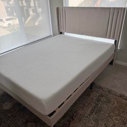 modern upholstered queen, bed frame with mattress delivery available