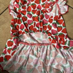 Strawberry Girl Dress For Girl Dog Size M