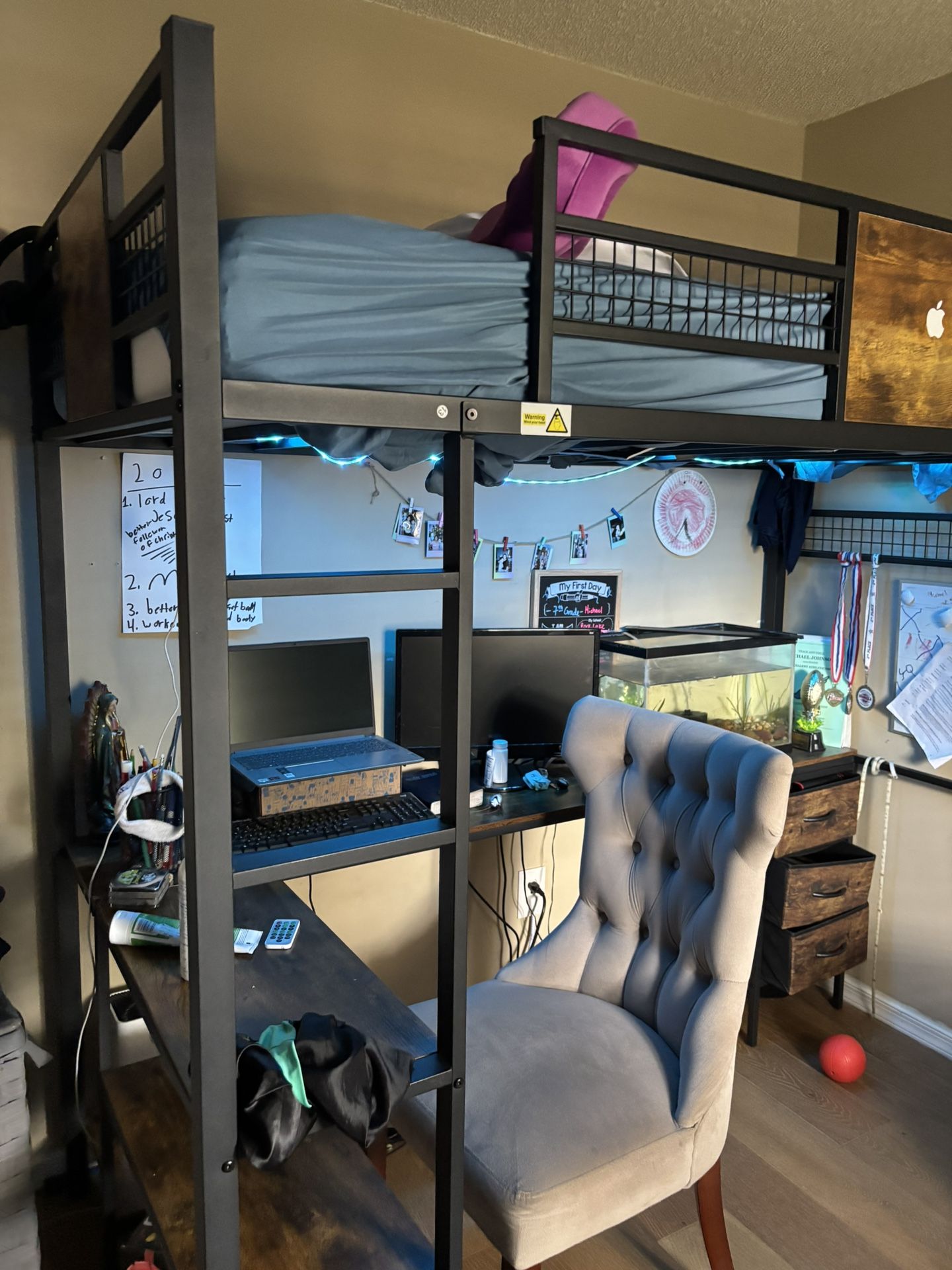 Loft Twin Bed And Semi New Mattress