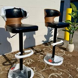 🔥Set of 2 BRAND NEW Black & Walnut Bar Stools - Adjustable Height
