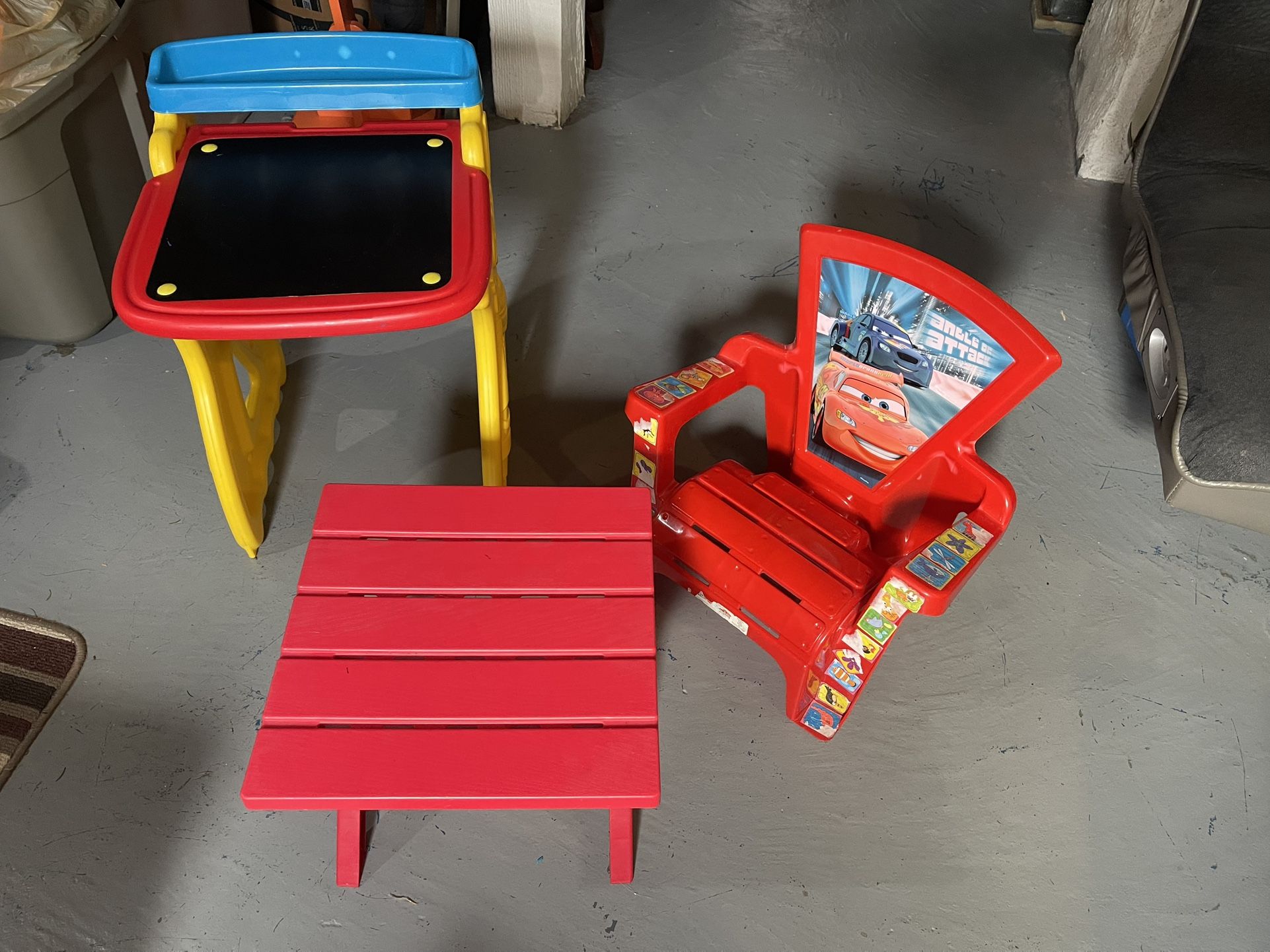 Small Child Plastic Chair, Desk and Table