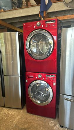 LG Front Load Set Red - Stackable Large Capacity