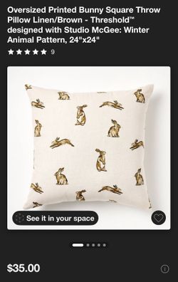 Oversized Printed Bunny Square Throw Pillow from Threshold