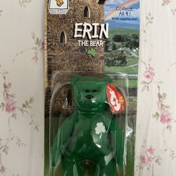 Ty Erin the Bear Shamrock Green Teiny Beanie Baby 1999 McDonald's Plush