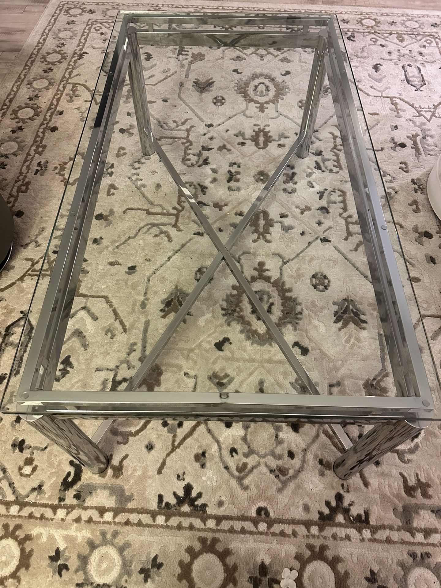 Modern Glass & Chrome Coffee Table – Excellent Condition For $98