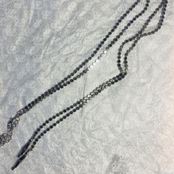 Long Pendant Necklace Silver 