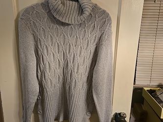 Cable knit turtleneck sweater