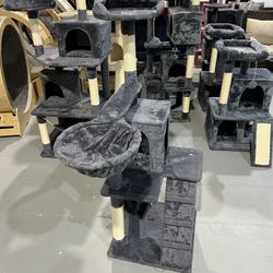 M-New 54in Cat Tree Cat Tower as Activity Center, Indoor Cats and Kittens Playing House with Funny Hammock Basket Scratching Post