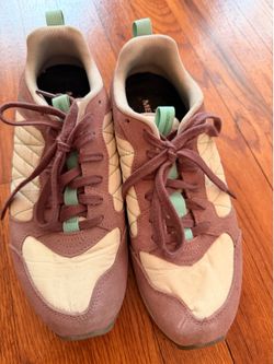 Merrell Women's 8.5 Brown and Cream Athletic Lace-Up Trainers with Mint Accents