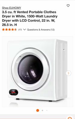 3.5 cu. ft Vented Portable Clothes Dryer in White