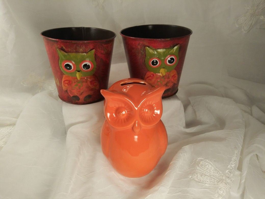Owl Decor Bucket Bank