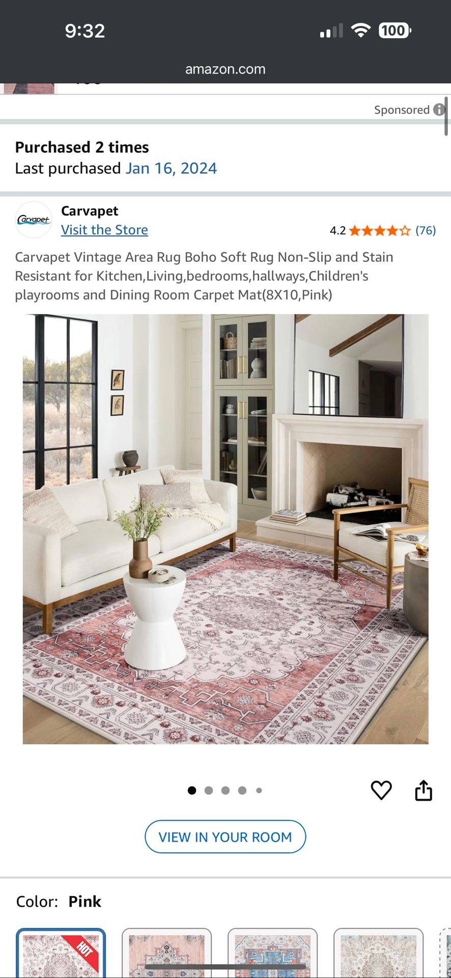 Carvapet Vintage Area Rug Boho Soft Rug Non-Slip and Stain Resistant for Kitchen,Living,bedrooms,hallways,Children's playrooms and Dining Room Carpet